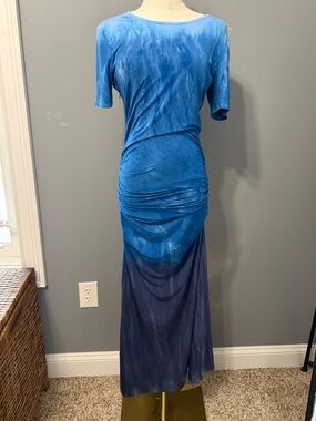 NWOT Young Fabulous & Broke Blue Ombre Ruched Maxi Dress - Small